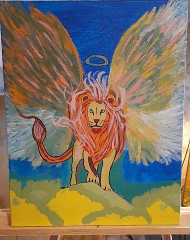 Авторська Картина акрилом &laquo;Лев-Ангел&raquo; (40x50 см) ART-LION-ANGEL-4050  фото